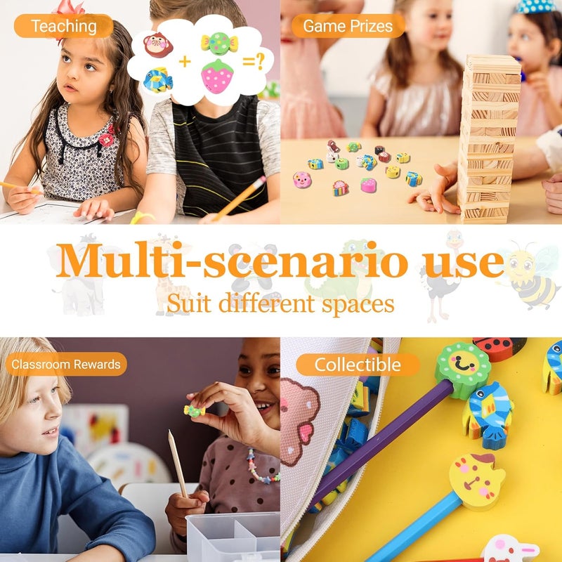 Wolpark 28Pcs Pencil Top Erasers for Kids Cute Randow Eraser Caps Pencil Top Erasers Bulk Erasers Toppers for School Party Favors Back to School Supplies (Pattern Random) - Image 5